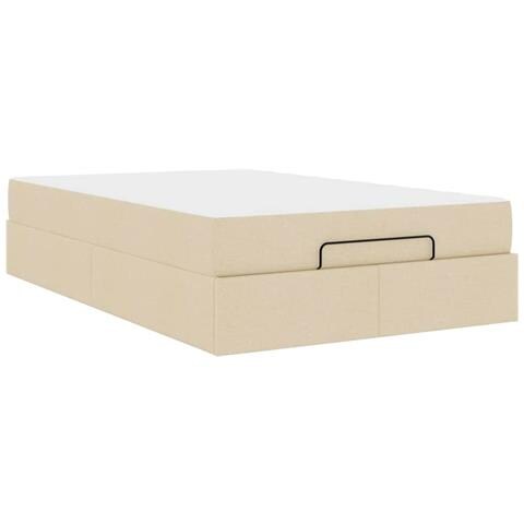 Struttura del letto con materasso Crema 120 x 190 cm Tessuto - Foto 1