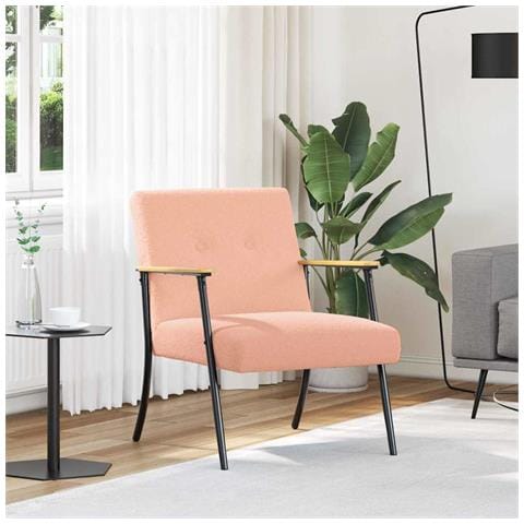 poltrona Rosa 59 x 75 x 78 cm Tessuto simile alla lana ricci - Foto 2