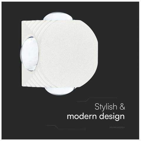 Applique LED da Muro 4W con 4 Fasci Luminosi Corpo Bianco 3000K IP54, colore Bianco - Foto 2