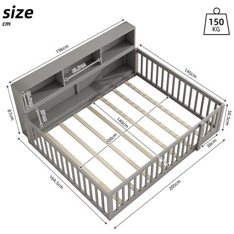 Letto Per Bambini 140x200 Con Sponde Di Sicurezza E Scomparti Laterali - Foto 2