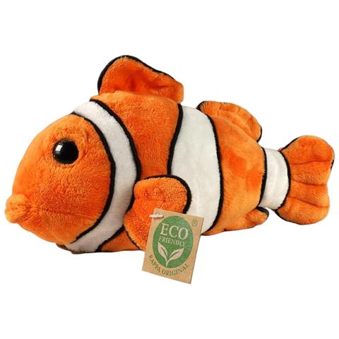 Peluche Di Pesce Pagliaccio Realistico 25 Cm In Poliestere Ultra Morbido Ed Ecologico, Arancione - Foto 1