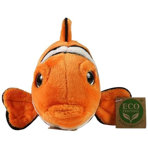 Peluche Di Pesce Pagliaccio Realistico 25 Cm In Poliestere Ultra Morbido Ed Ecologico, Arancione - Foto 4