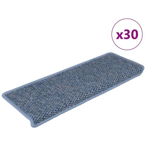 Tappeti Autoadesivi per Scale Aspetto Sisal 30pz 65x21x4 cm Blu - Foto 1