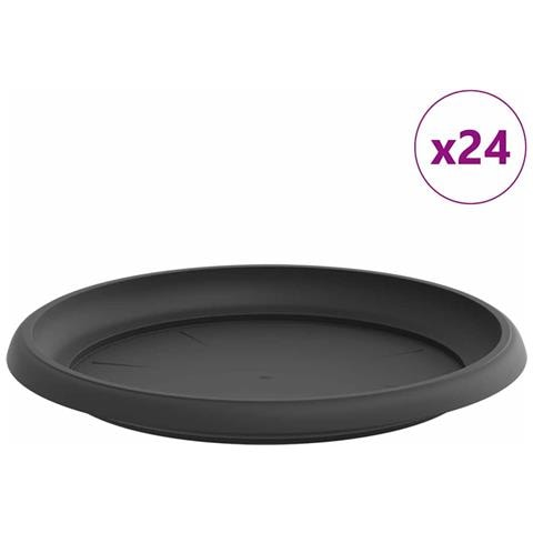 Vassoio Rotondo per Fiori 24 pcs Nero Ø 23,5 x 2,5 cm Plastica - Foto 1