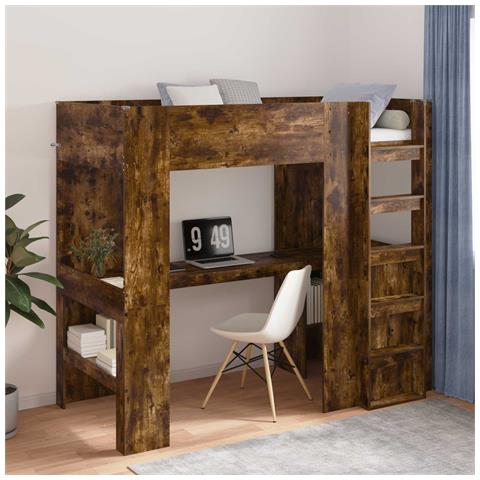 Struttura letto a castello con scrivania Rovere fumé - Foto 2