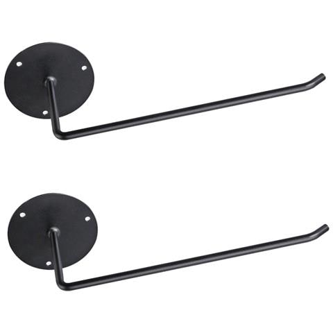 Supporto Rotondo Nero Set Da 2 — Acciaio Inox Parete, Montaggio Adesivo O A Vite, Organizer Impermeabile - Foto 1