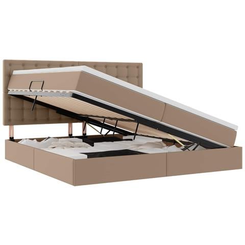 Letto con contenitore e LED con led Cappuccino 200 x 200 cm - Foto 1