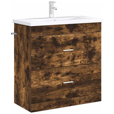 Mobiletto da Bagno Sotto Lavabo Rovere Fumo 78,5 x 37,5 x 81 cm - Foto 2