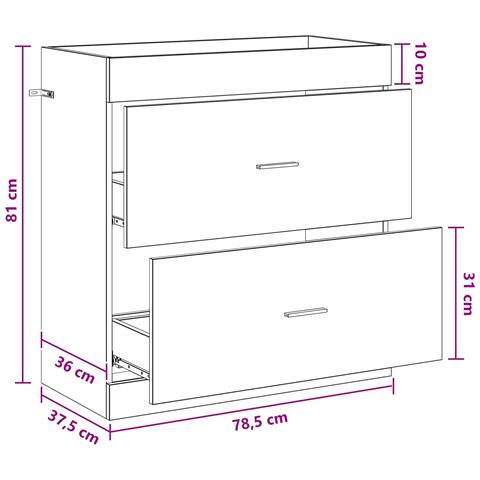Mobiletto da Bagno Sotto Lavabo Rovere Fumo 78,5 x 37,5 x 81 cm - Foto 7