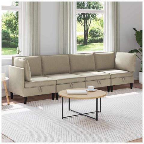 Set di mobili per il soggiorno 4 pcs Sabbia Tessuto - Foto 2