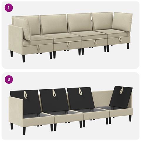 Set di mobili per il soggiorno 4 pcs Sabbia Tessuto - Foto 8
