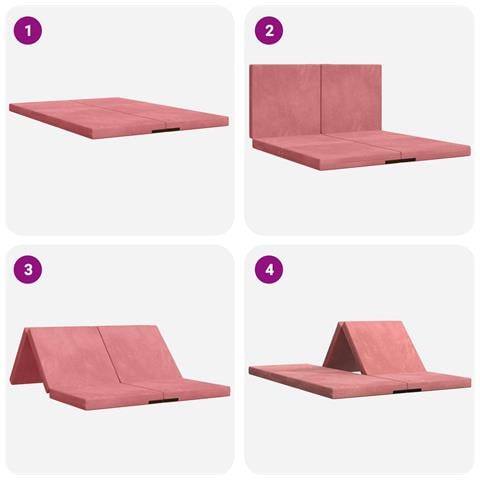 Divano Letto Pieghevole 140 x 67 x 45 cm Rosa - Foto 9