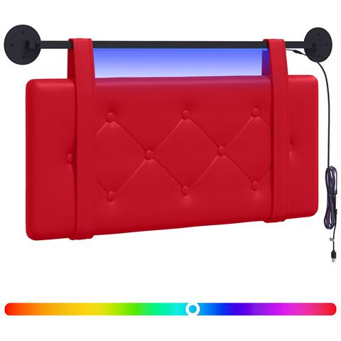Testiera sospesa Con luce LED Rosso Similpelle - Foto 1