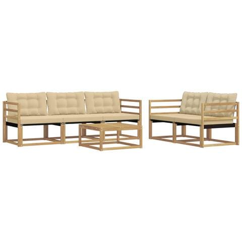 Set di divani da esterno 6 pcs Bianco e Beige 79 x 79 x 37 cm - Foto 1