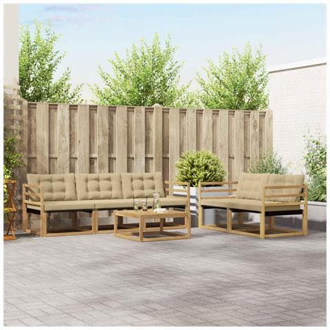 Set di divani da esterno 6 pcs Bianco e Beige 79 x 79 x 37 cm - Foto 2