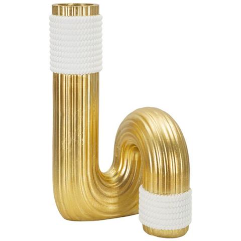 Vaso Bann Big Bianco E Oro In Resina 14,5x25 Cm - Foto 1