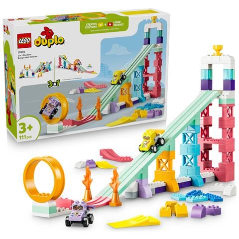 DUPLO 10478 Rampe Creative 3 in 1 con Veicoli, Giochi Didattici per la Motricità Fine con 2 Auto, Regalo per Bambini 3+ - Foto 2