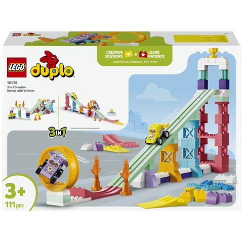 DUPLO 10478 Rampe Creative 3 in 1 con Veicoli, Giochi Didattici per la Motricità Fine con 2 Auto, Regalo per Bambini 3+ - Foto 1