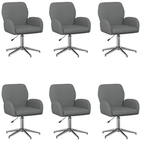 Sedie da scrivania girevoli 6 pz 54 x 58 x 90 cm Grigio Scuro - Foto 1