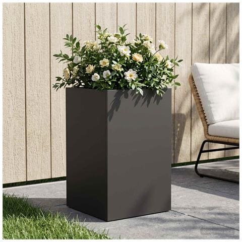 Vaso da giardino Nero 40 x 40 x 50 cm Acciaio laminato a freddo - Foto 2