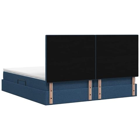 Letto con contenitore e materasso Blu 200 x 200 cm Tessuto - Foto 9