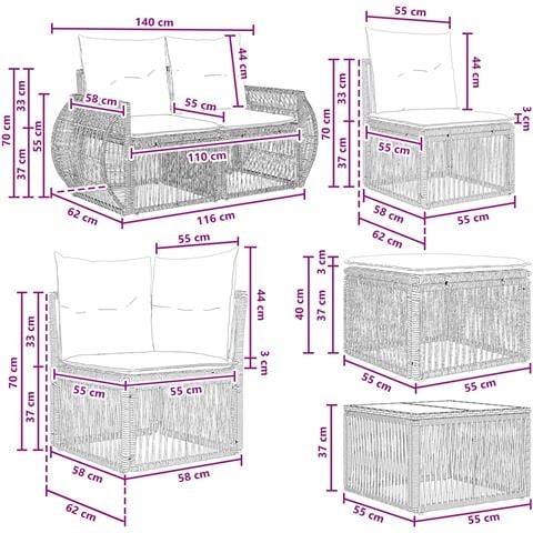 Set Divano da Giardino 11 pz Grigio polyrattan - Foto 2