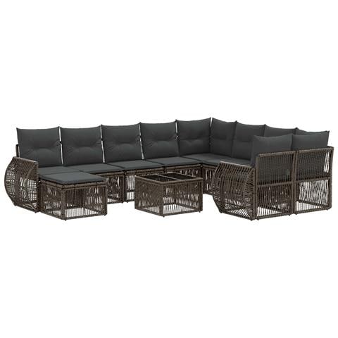 Set Divano da Giardino 11 pz Grigio polyrattan - Foto 1
