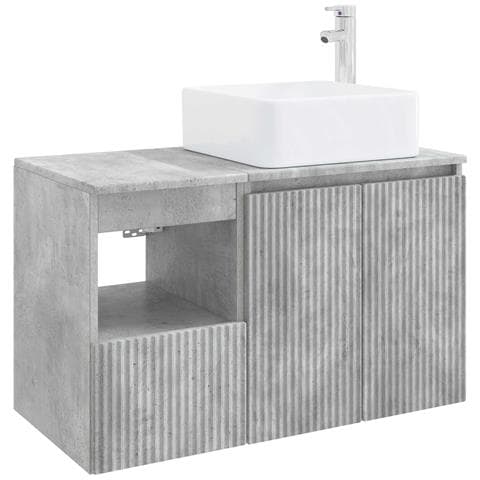 Set di mobili per il bagno 2 pz Grigio Cemento - Foto 1