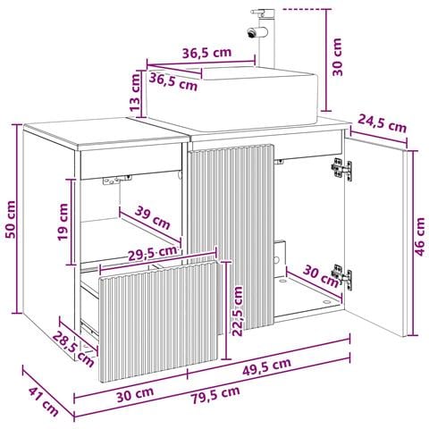 Set di mobili per il bagno 2 pz Grigio Cemento - Foto 10