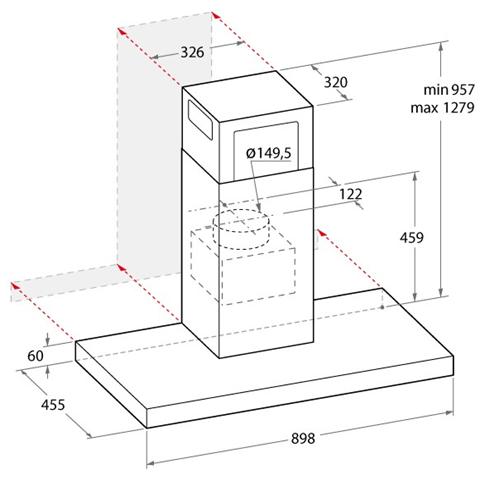 HHBS 9.8C LTD K Cappa Filtrante e Aspirante a Parete da 90 cm Colore Acciaio Inox - Foto 3