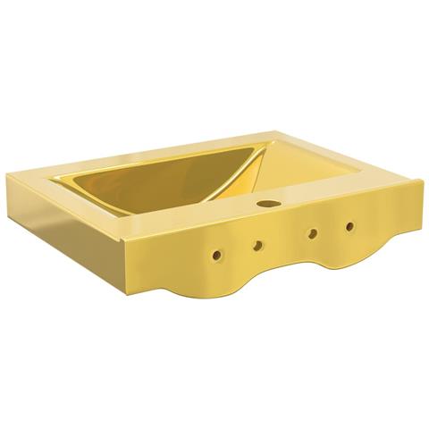 Lavandino Con Troppopieno 60x46x16 Cm In Ceramica Oro - Foto 2