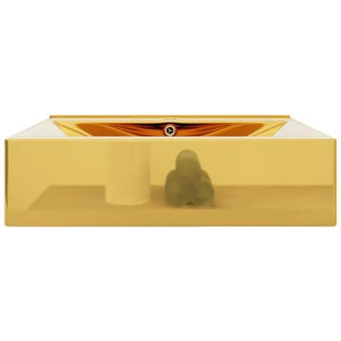 Lavandino Con Troppopieno 60x46x16 Cm In Ceramica Oro - Foto 5