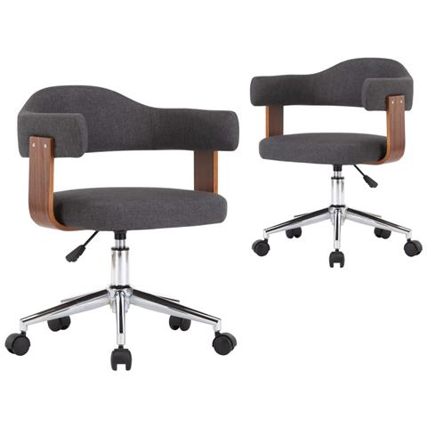 Sedie da Pranzo Girevoli 2 pz Legno Curvato e Tessuto Grigio - Foto 1