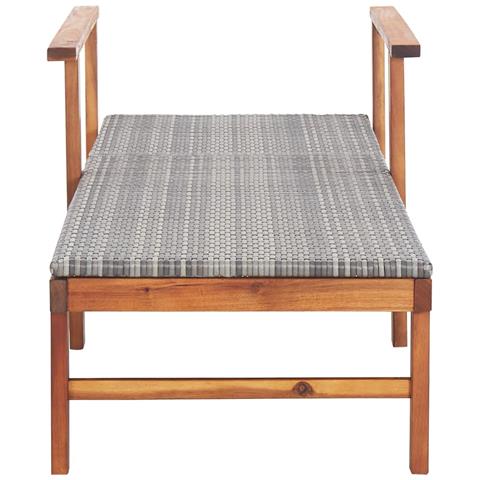 Lettino Prendisole Polyrattan e Legno Massello di Acacia Grigio - Foto 9
