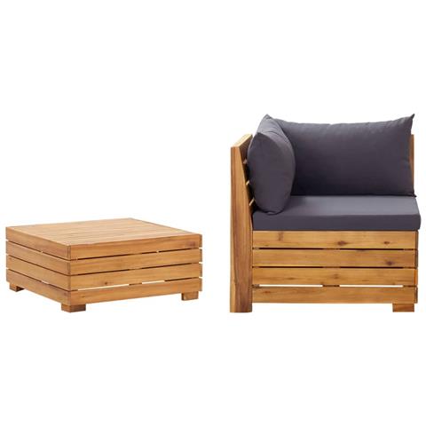 Set Divani da Giardino 2 pz con Cuscini in Massello di Acacia - Foto 1