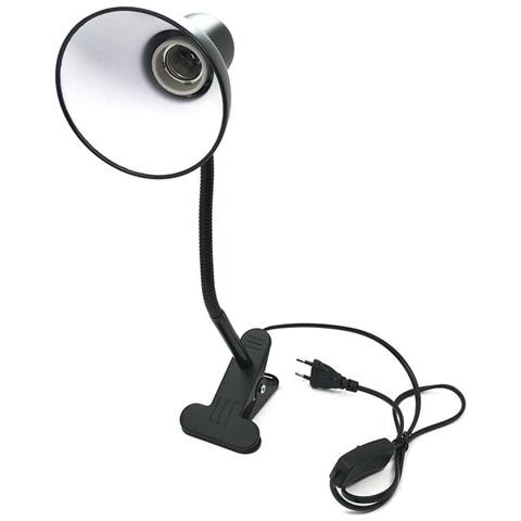 Lampada Da Scrivania Braccio Flessibile Lumetto Con Pinza E27 Lume Nero - Foto 4