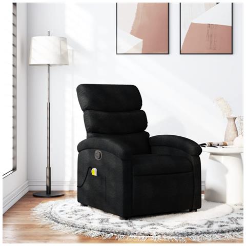 Poltrona Massaggiante Reclinabile Nera In Tessuto - Foto 14