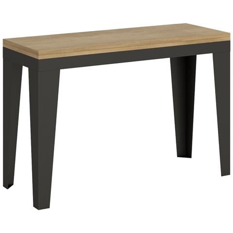 Tavolo Apribile 120/200x45/90 Cm Flame Double Telaio Antracite - Quercia Natura - Foto 5