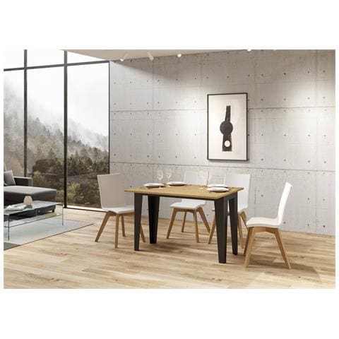 Tavolo Apribile 120/200x45/90 Cm Flame Double Telaio Antracite - Quercia Natura - Foto 2
