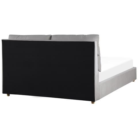 Letto Matrimoniale Con Contenitore Velluto Grigio Chiaro 160 X 200 Cm Batilly - Foto 2