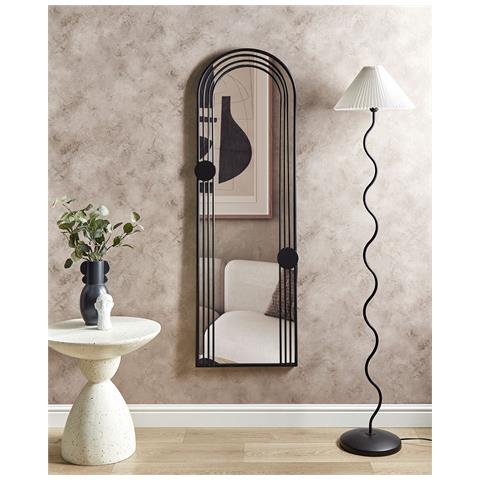 Specchio Ajain 45 Cm 146 Cm Metallo Nero - Foto 1