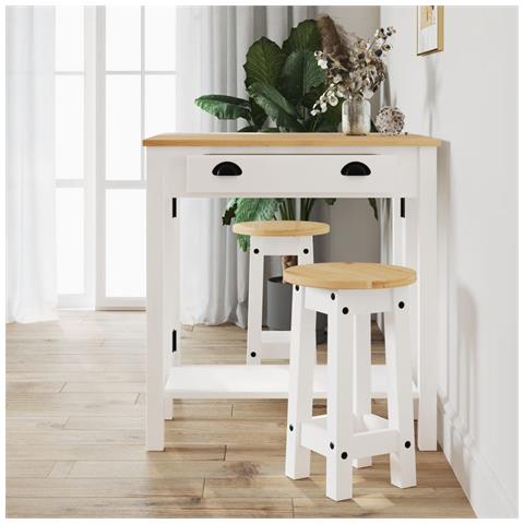 Sgabelli Da Bar 2 Pz Bianchi In Legno Massello Di Pino - Foto 3