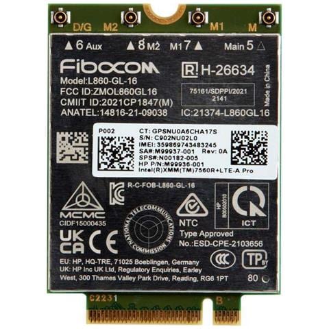 Hp Wwan Xmm 7560 Lte-advance (intel Xmm 7560 R+ - Modem Cellulare Wireless - 4g Lte Advanced Pro - M.2 Card - 150 Mbps - - Foto 2
