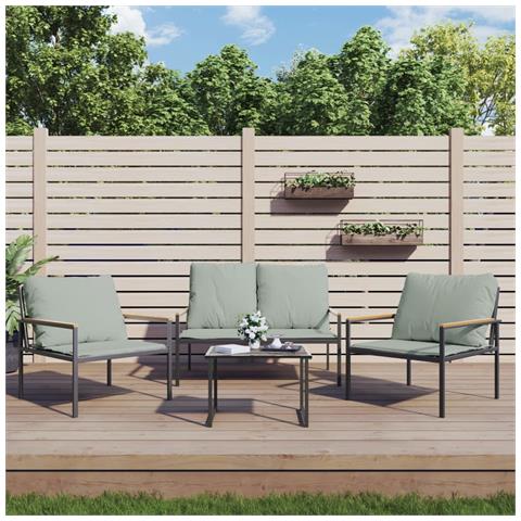 Set Salotto Da Giardino 4 Pz Con Cuscini In Acciaio Antracite - Foto 8