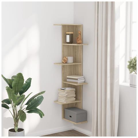 Scaffale Angolare Muro Rovere Sonoma 36,5x36,5x140 Cm Legno - Foto 3