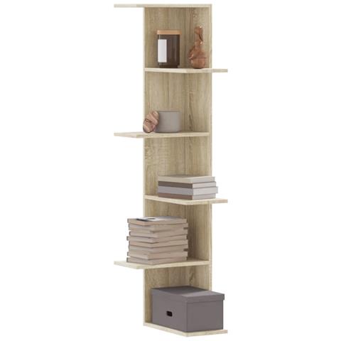 Scaffale Angolare Muro Rovere Sonoma 36,5x36,5x140 Cm Legno - Foto 1