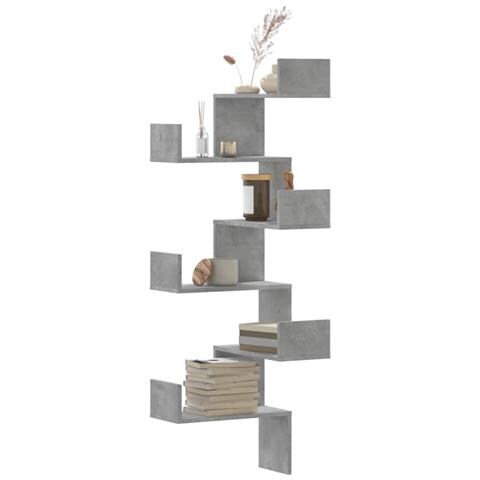 Scaffale Angolare A Muro Grigio Cemento 45x45x147cm Multistrato - Foto 1
