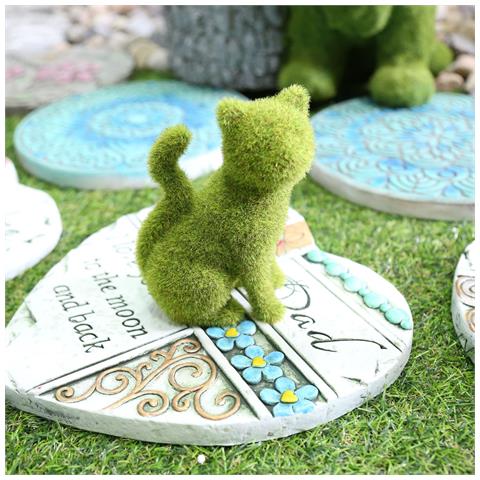 Simulazione Ornamenti Floccati Figurina - Statua Decorativa Da Giardino   Gattino Seduto - Foto 2