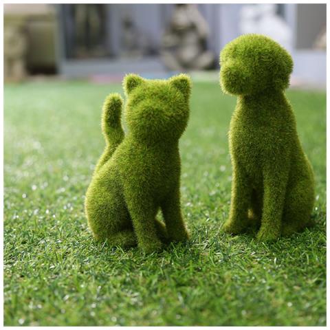 Simulazione Ornamenti Floccati Figurina - Statua Decorativa Da Giardino   Gattino Seduto - Foto 6