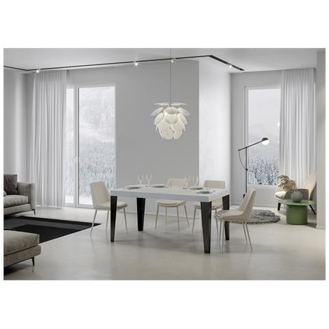 Tavolo Allungabile 90x120/224 Cm Flame Premium Bianco Frassino Telaio Antracite - Foto 4